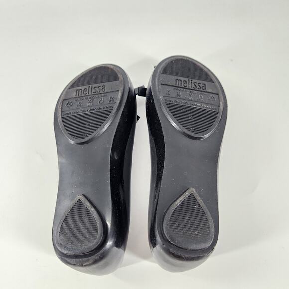 Melissa Ultra Girl Jelly Ballet Flats Size 13 Black Bow Front Classic Luxe - Picture 7 of 8